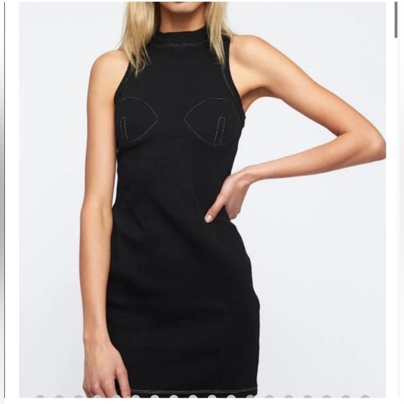 Lioness Cotton Ribbed Black Body Con Mini Dress BNWT - Picture 2 of 10